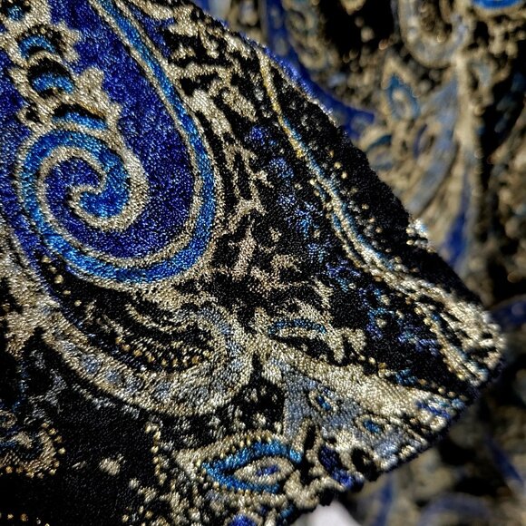 East 5th Blouse Wrap Front Peplum Retro Large metallic Paisley Y2K Hippie classi - Picture 6 of 8